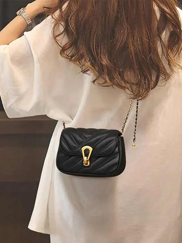 High Quality Chain Small Ladies Bag Fashionable Crossbody Bag Soft Polyester Material Daily Match Shopping Winter