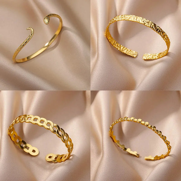 Snake Bracelets for Women Girls Vintage Punk Gold Plated Stainless Steel Bracelet Luxury Cuff Bracelets Jewelry pulseras mujer