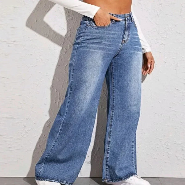 Maoliu Maoliu Loose High-Waisted Wide-Leg Jeans For Women Straight-leg Slightly Flared Wide-leg Slim Casual Pants For Women Loos